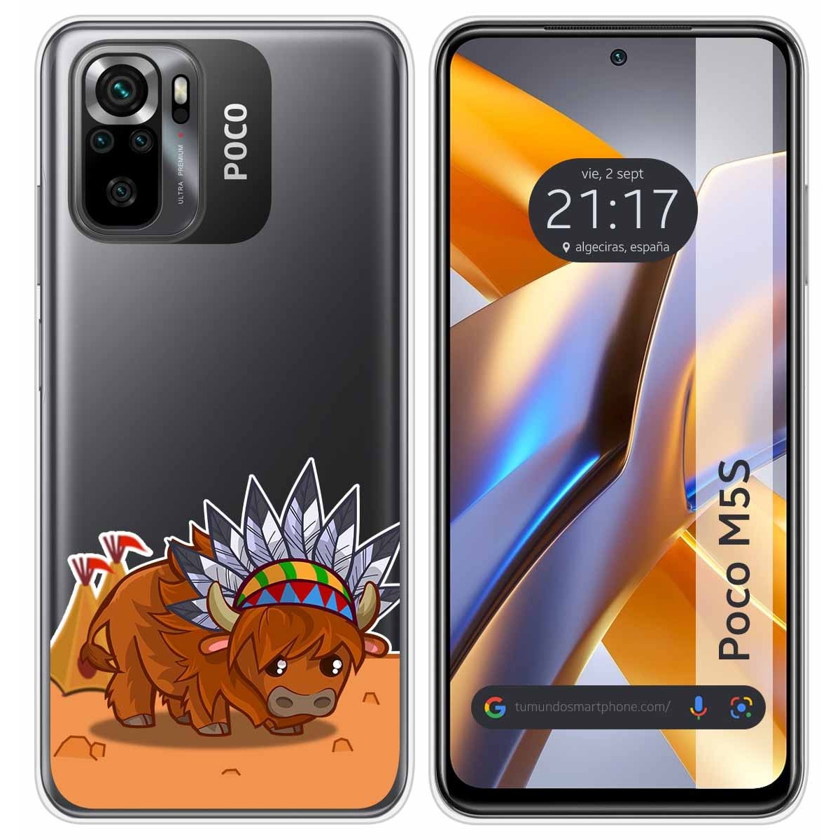 Funda Silicona Transparente para Xiaomi POCO M5s diseño Bufalo Dibujos