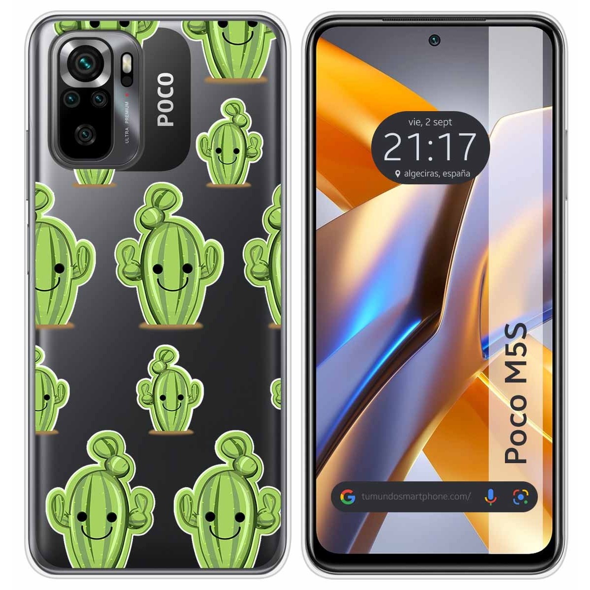 Funda Silicona Transparente para Xiaomi POCO M5s diseño Cactus Dibujos