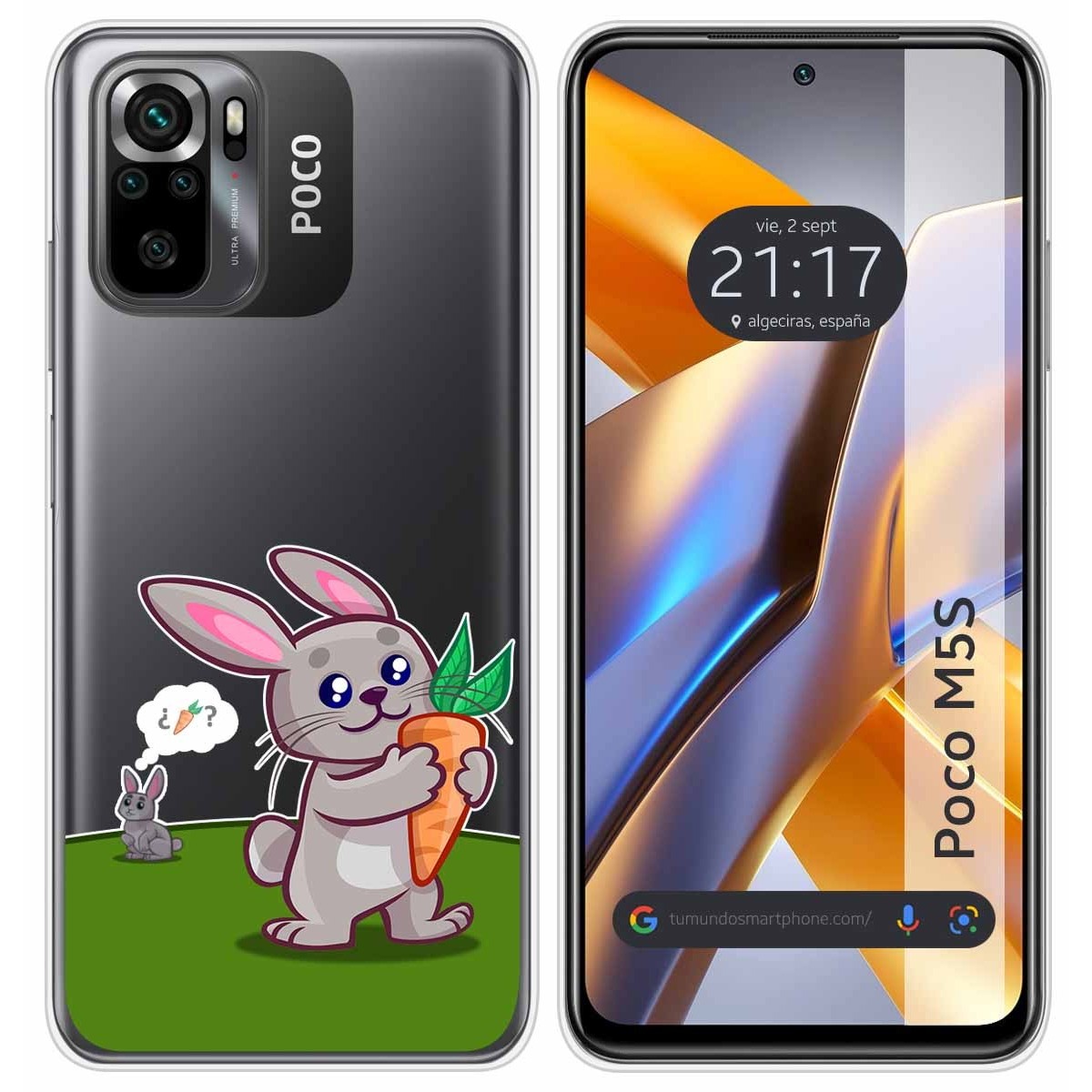 Funda Silicona Transparente para Xiaomi POCO M5s diseño Conejo Dibujos