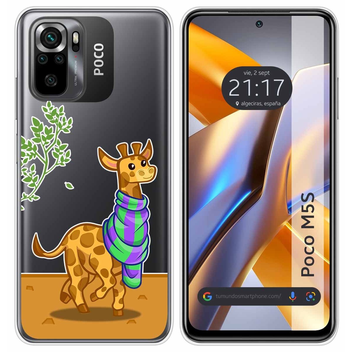 Funda Silicona Transparente para Xiaomi POCO M5s diseño Jirafa Dibujos