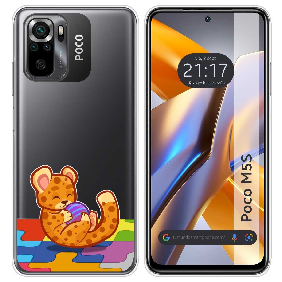 Funda Silicona Transparente para Xiaomi POCO M5s diseño Leopardo Dibujos