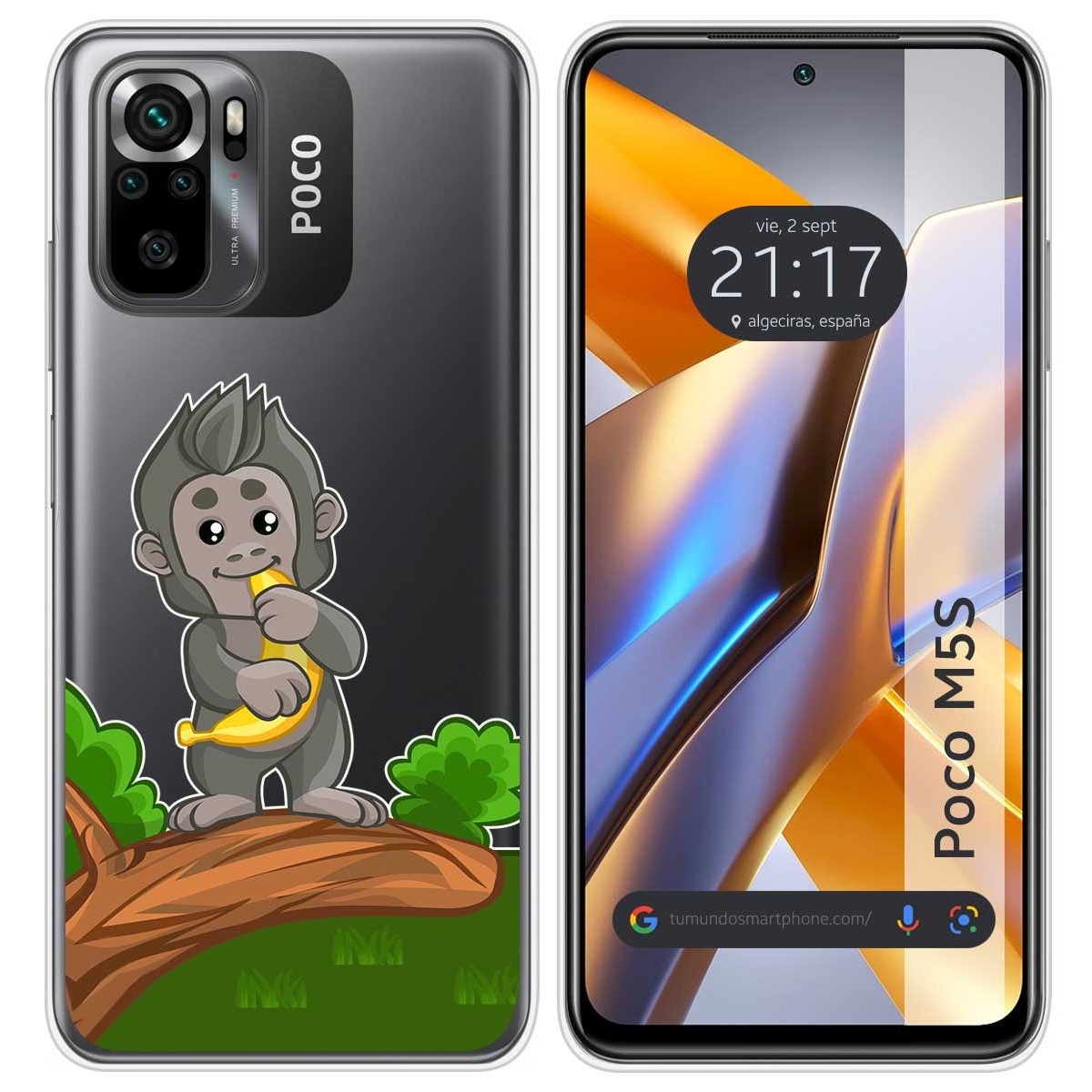 Funda Silicona Transparente para Xiaomi POCO M5s diseño Mono Dibujos