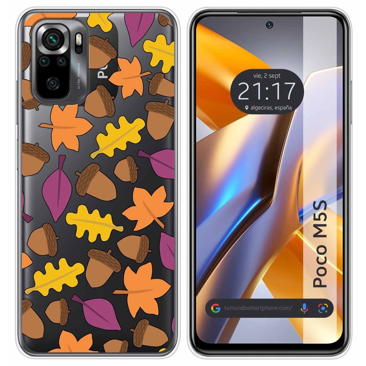 Funda Silicona Transparente para Xiaomi POCO M5s diseño Otoño Dibujos