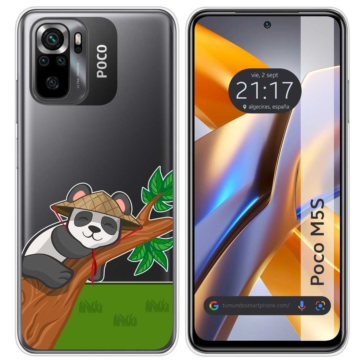 Funda Silicona Transparente para Xiaomi POCO M5s diseño Panda Dibujos