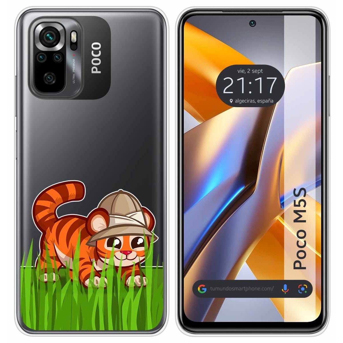 Funda Silicona Transparente para Xiaomi POCO M5s diseño Tigre Dibujos