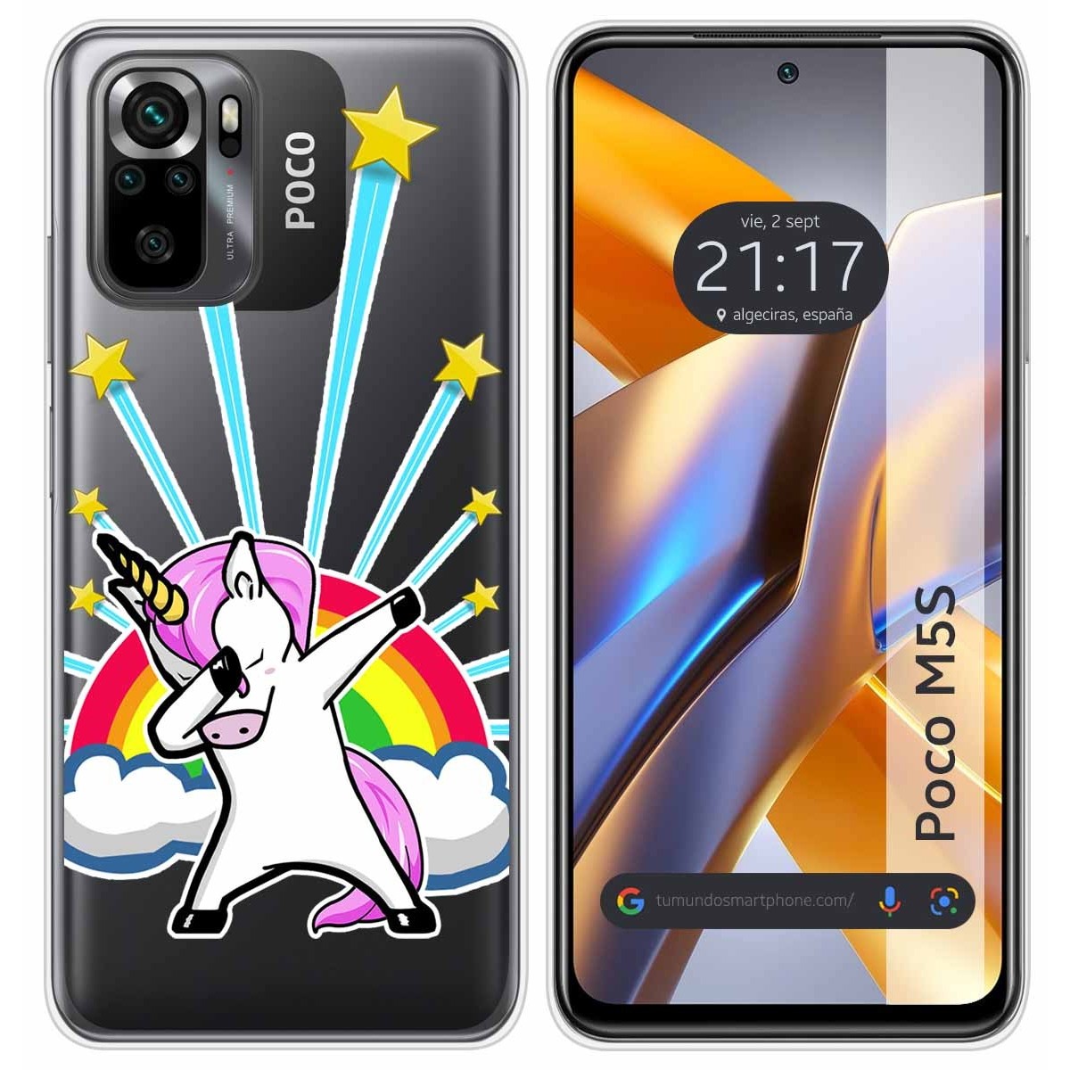 Funda Silicona Transparente para Xiaomi POCO M5s diseño Unicornio Dibujos