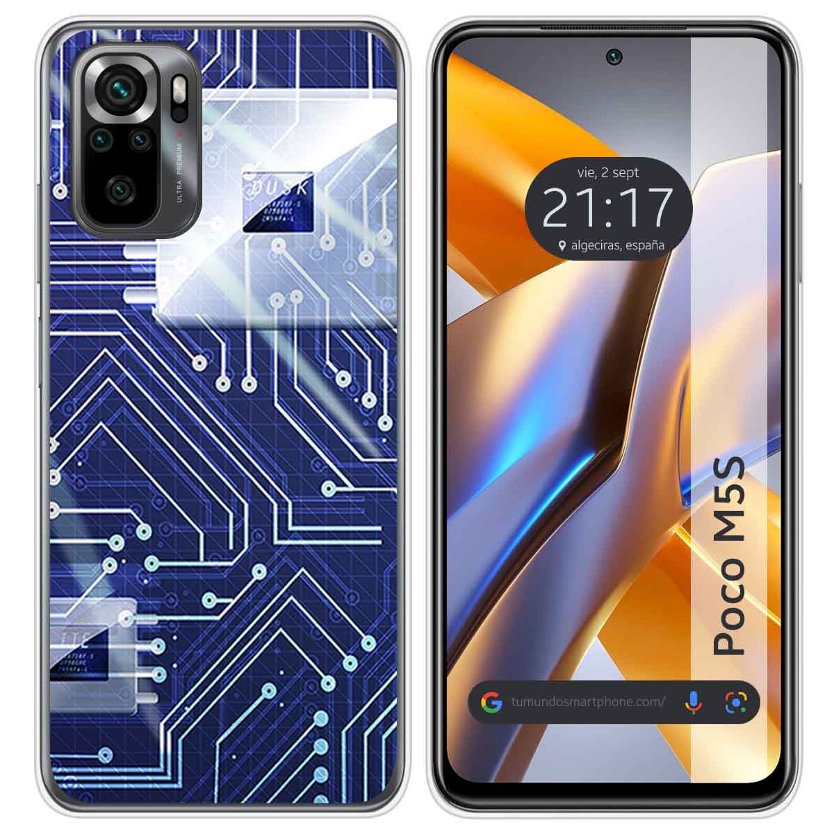 Funda Silicona para Xiaomi POCO M5s diseño Circuito Dibujos