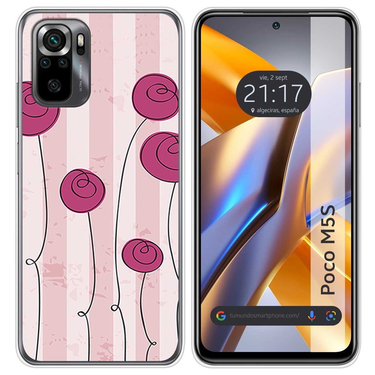 Funda Silicona para Xiaomi POCO M5s diseño Flores Vintage Dibujos
