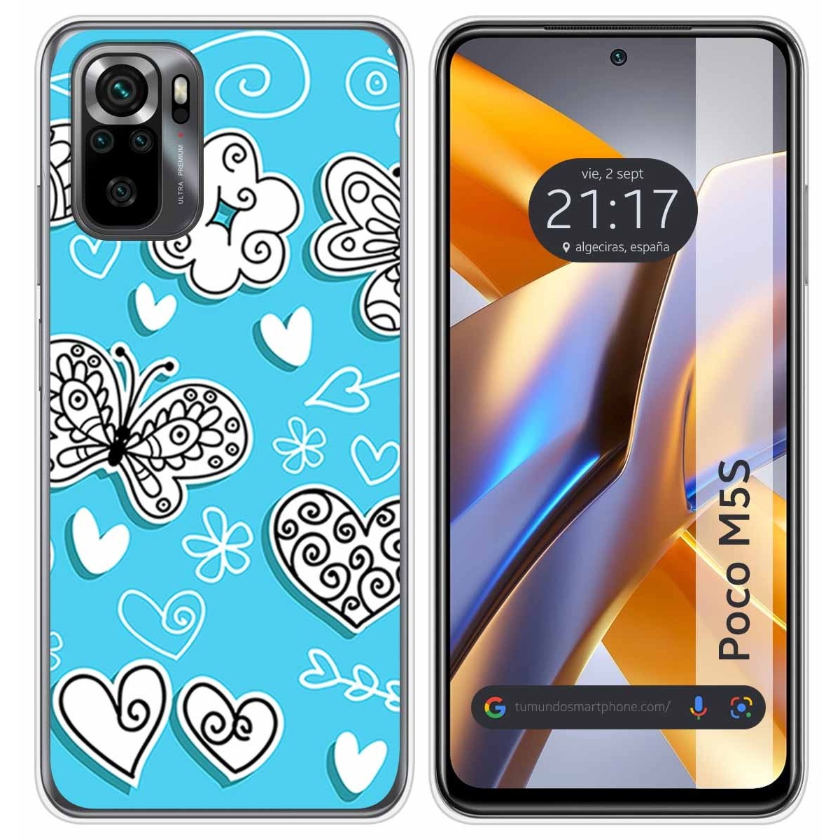 Funda Silicona para Xiaomi POCO M5s diseño Mariposas Dibujos