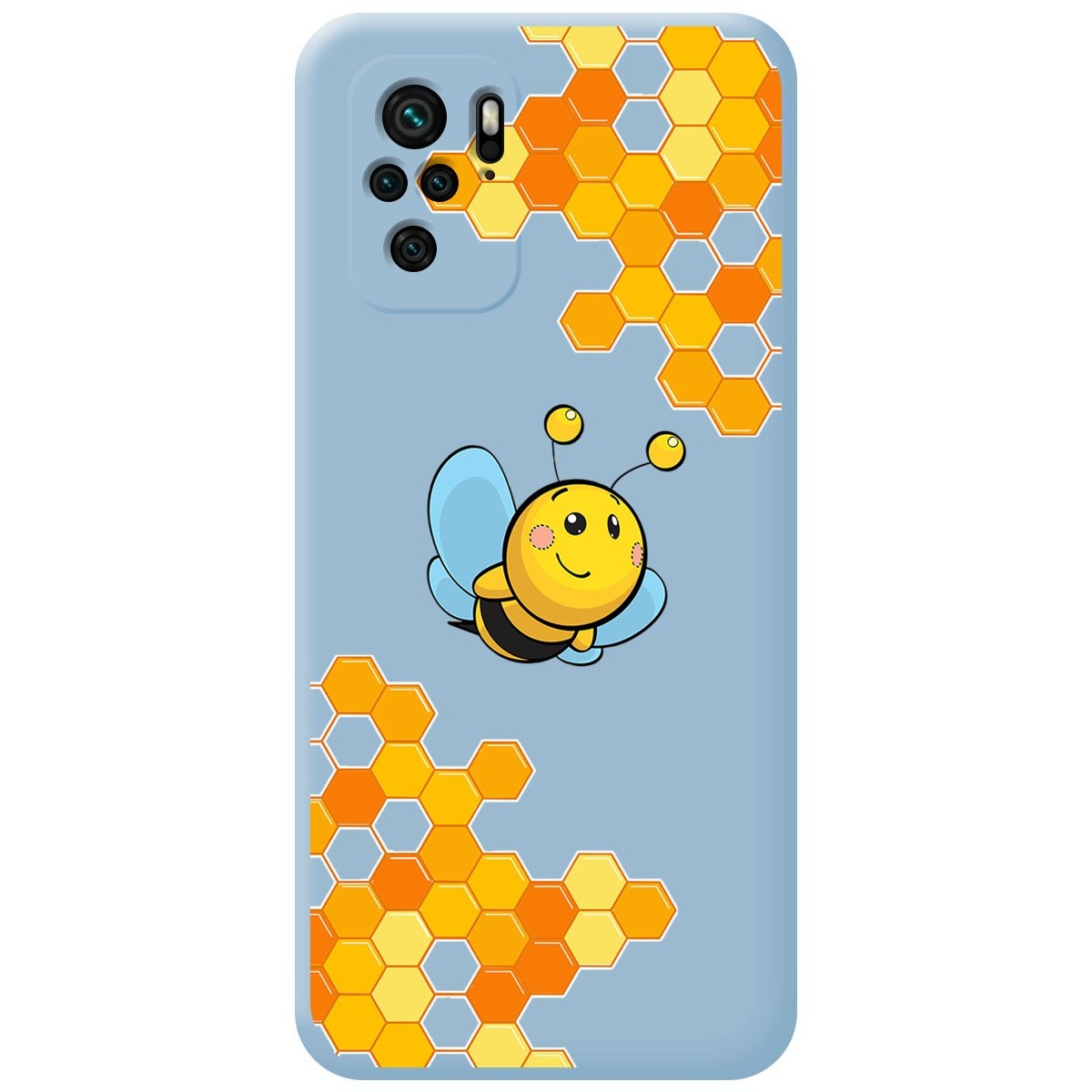 Funda Silicona Líquida Azul para Xiaomi POCO M5s diseño Abeja Dibujos