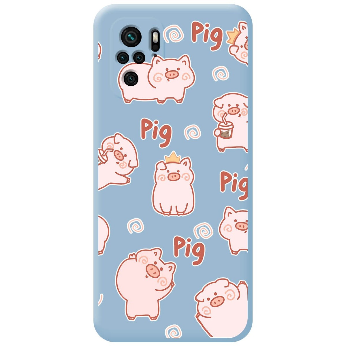 Funda Silicona Líquida Azul para Xiaomi POCO M5s diseño Cerdos Dibujos