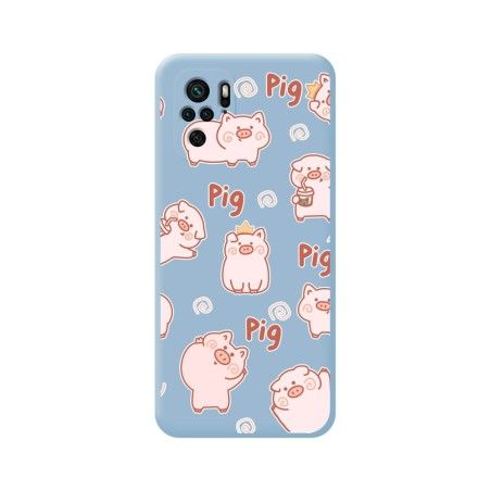 Funda Silicona Líquida Azul para Xiaomi POCO M5s diseño Cerdos Dibujos