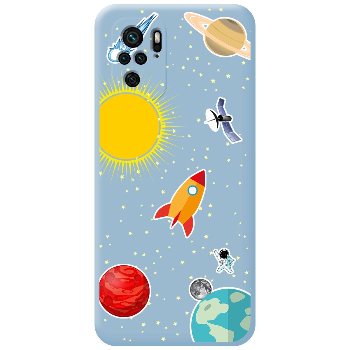 Funda Silicona Líquida Azul para Xiaomi POCO M5s diseño Espacio Dibujos