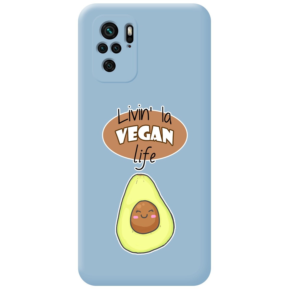 Funda Silicona Líquida Azul para Xiaomi POCO M5s diseño Vegan Life Dibujos