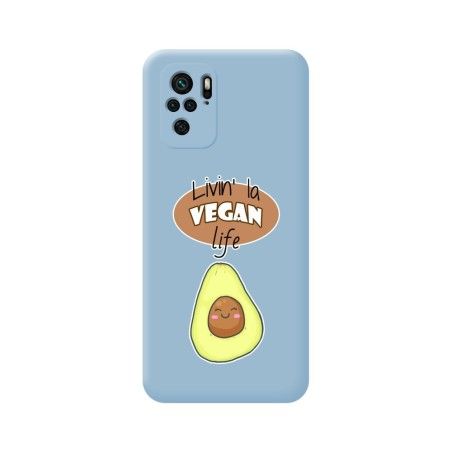 Funda Silicona Líquida Azul para Xiaomi POCO M5s diseño Vegan Life Dibujos