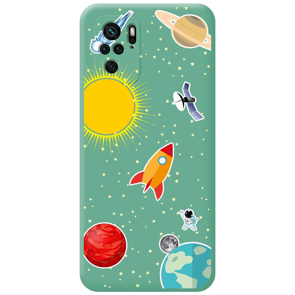 Funda Silicona Líquida Verde para Xiaomi POCO M5s diseño Espacio Dibujos