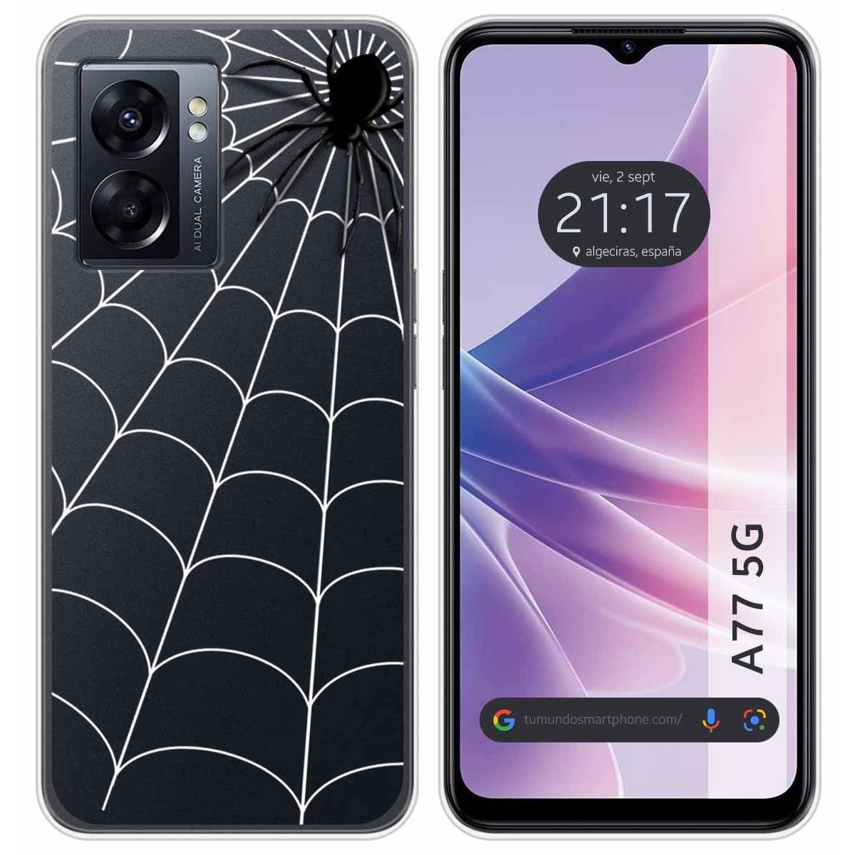 Funda Silicona Transparente para Oppo A77 5G diseño Araña Dibujos