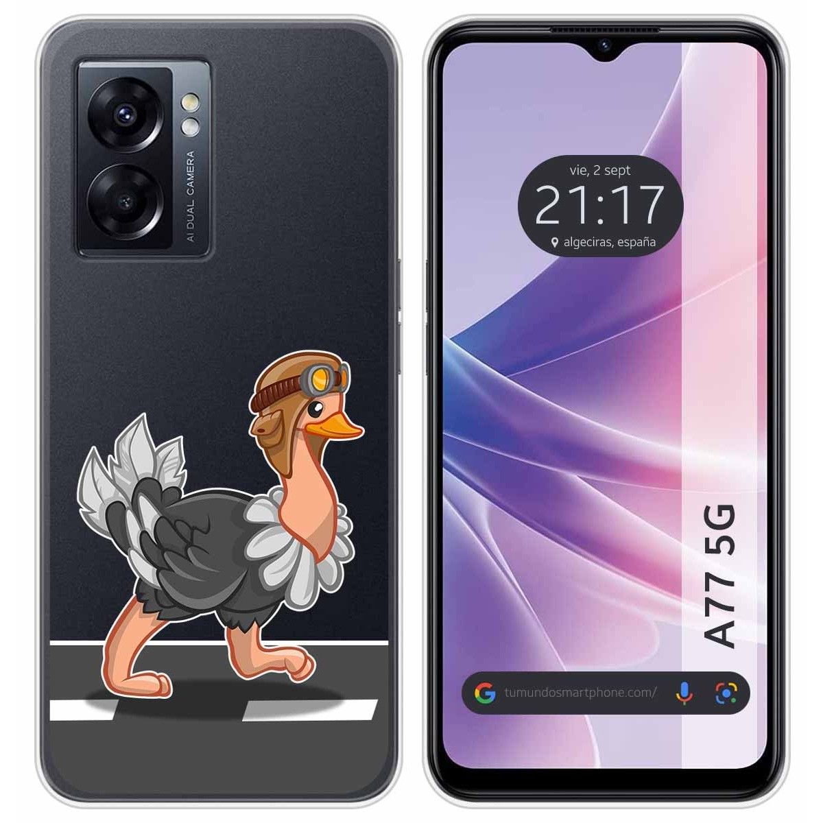 Funda Silicona Transparente para Oppo A77 5G diseño Avestruz Dibujos