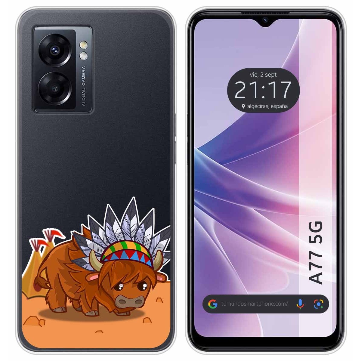 Funda Silicona Transparente para Oppo A77 5G diseño Bufalo Dibujos