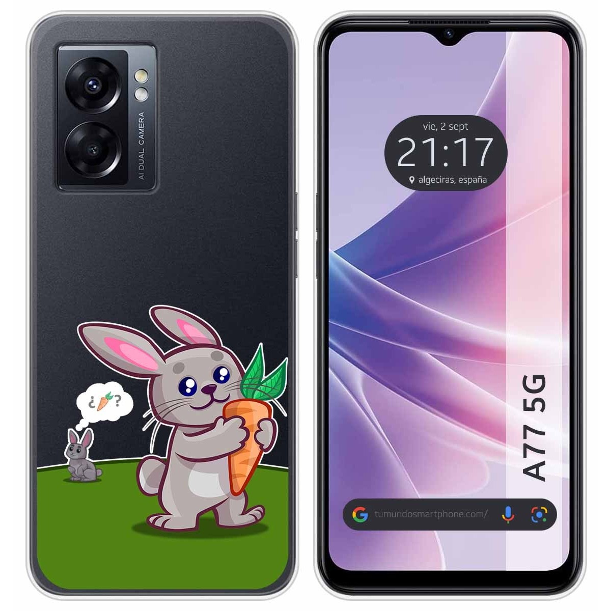 Funda Silicona Transparente para Oppo A77 5G diseño Conejo Dibujos