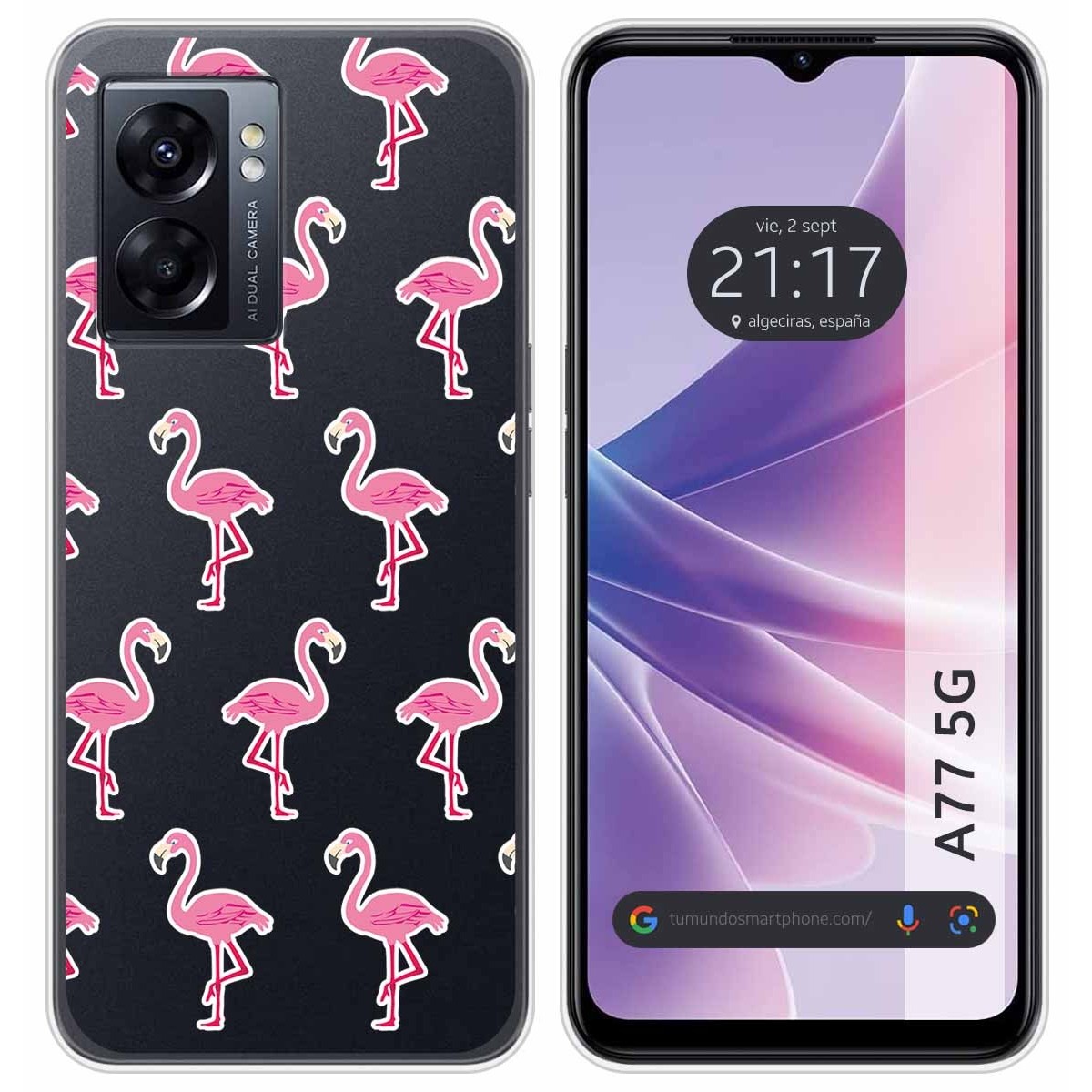 Funda Silicona Transparente para Oppo A77 5G diseño Flamenco Dibujos