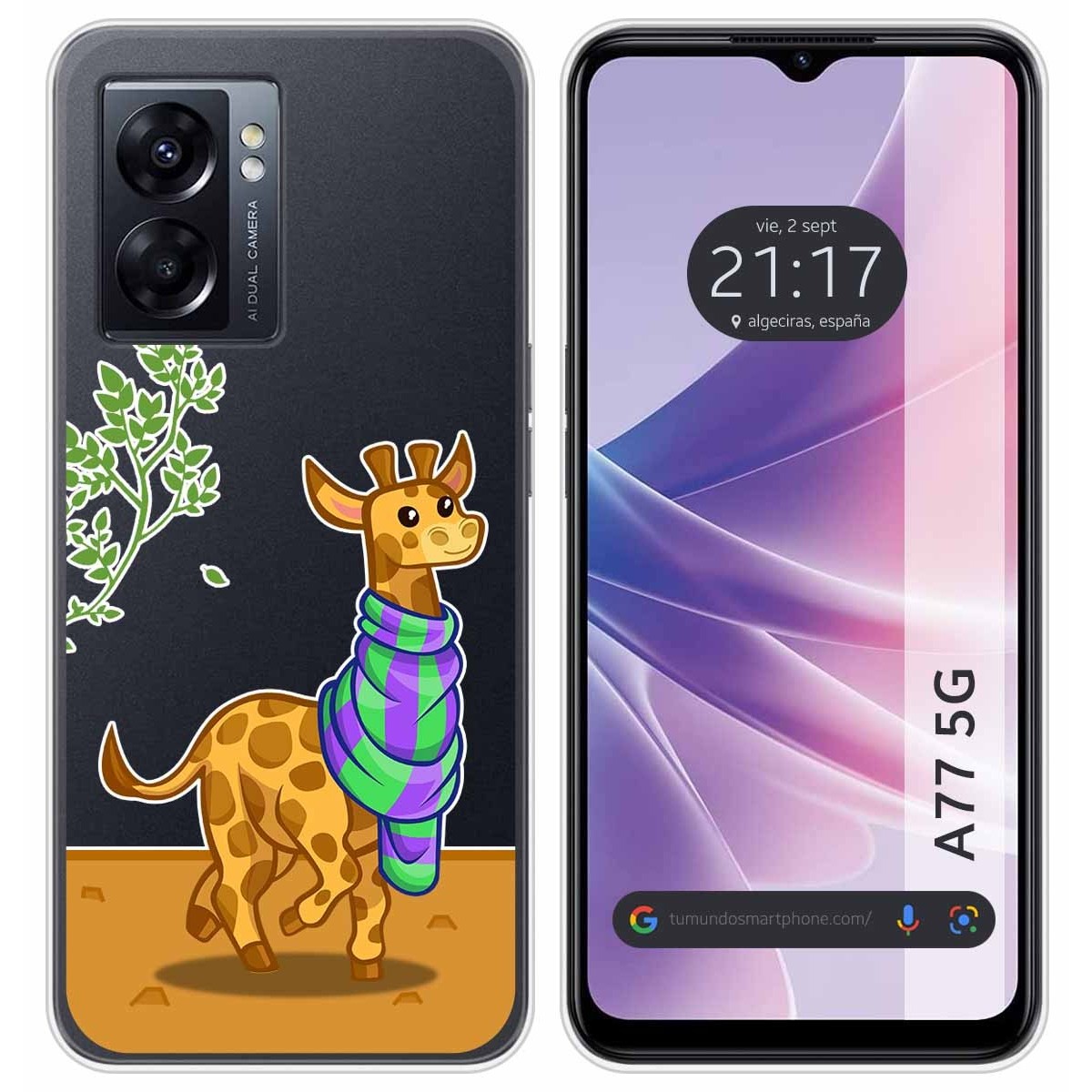 Funda Silicona Transparente para Oppo A77 5G diseño Jirafa Dibujos