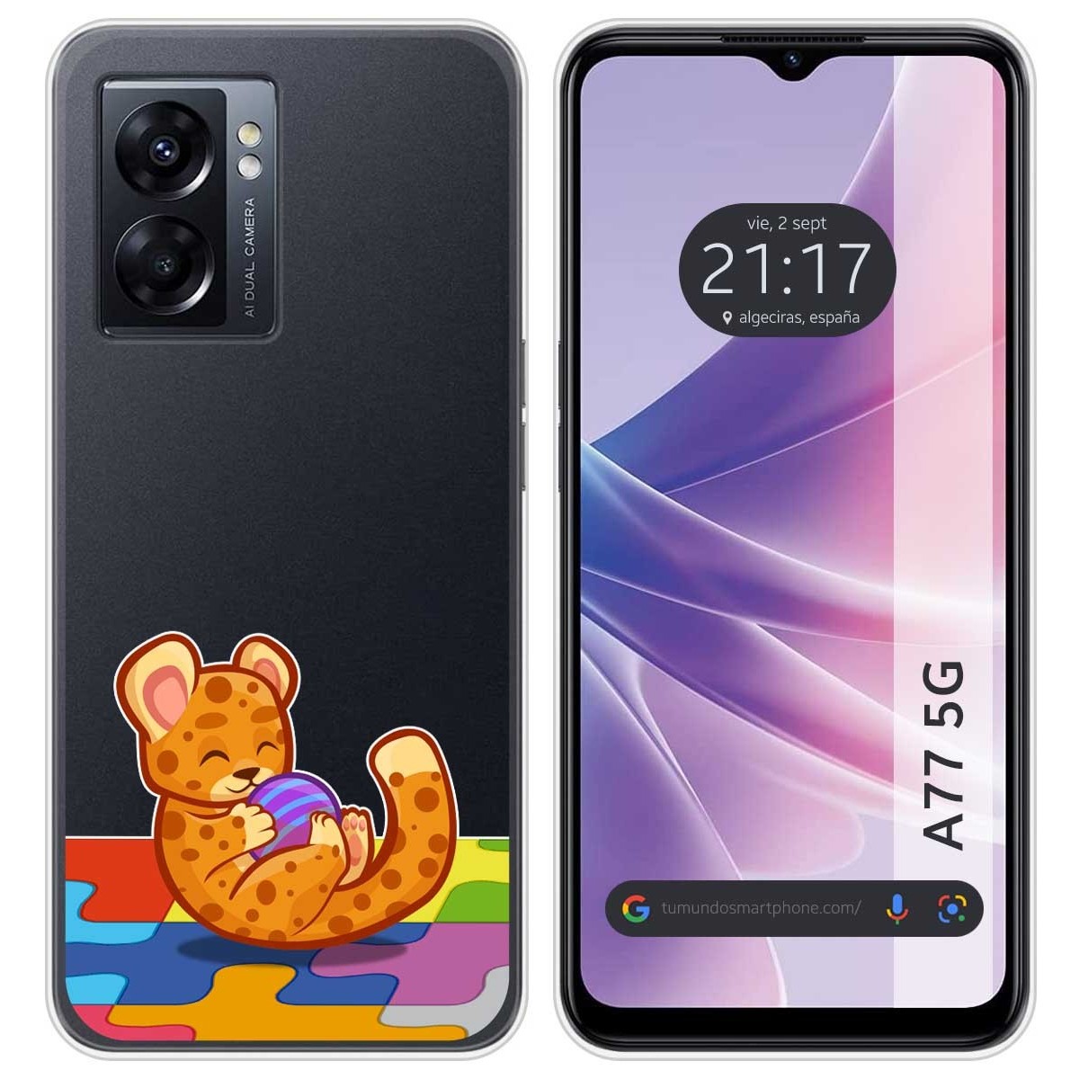 Funda Silicona Transparente para Oppo A77 5G diseño Leopardo Dibujos