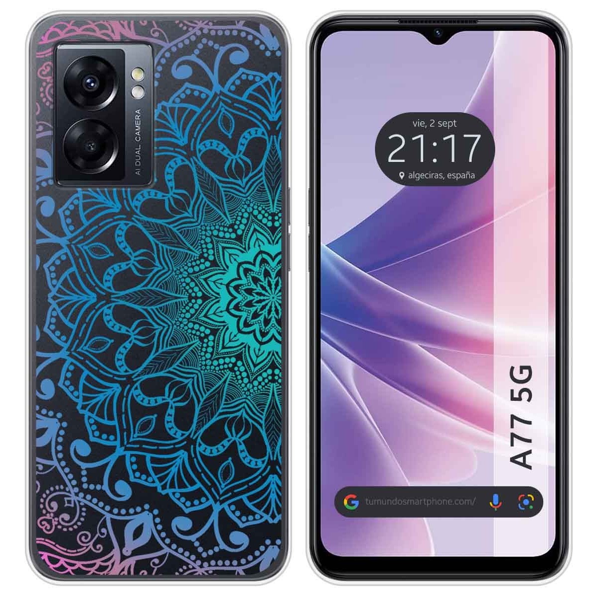 Funda Silicona Transparente para Oppo A77 5G diseño Mandala Dibujos