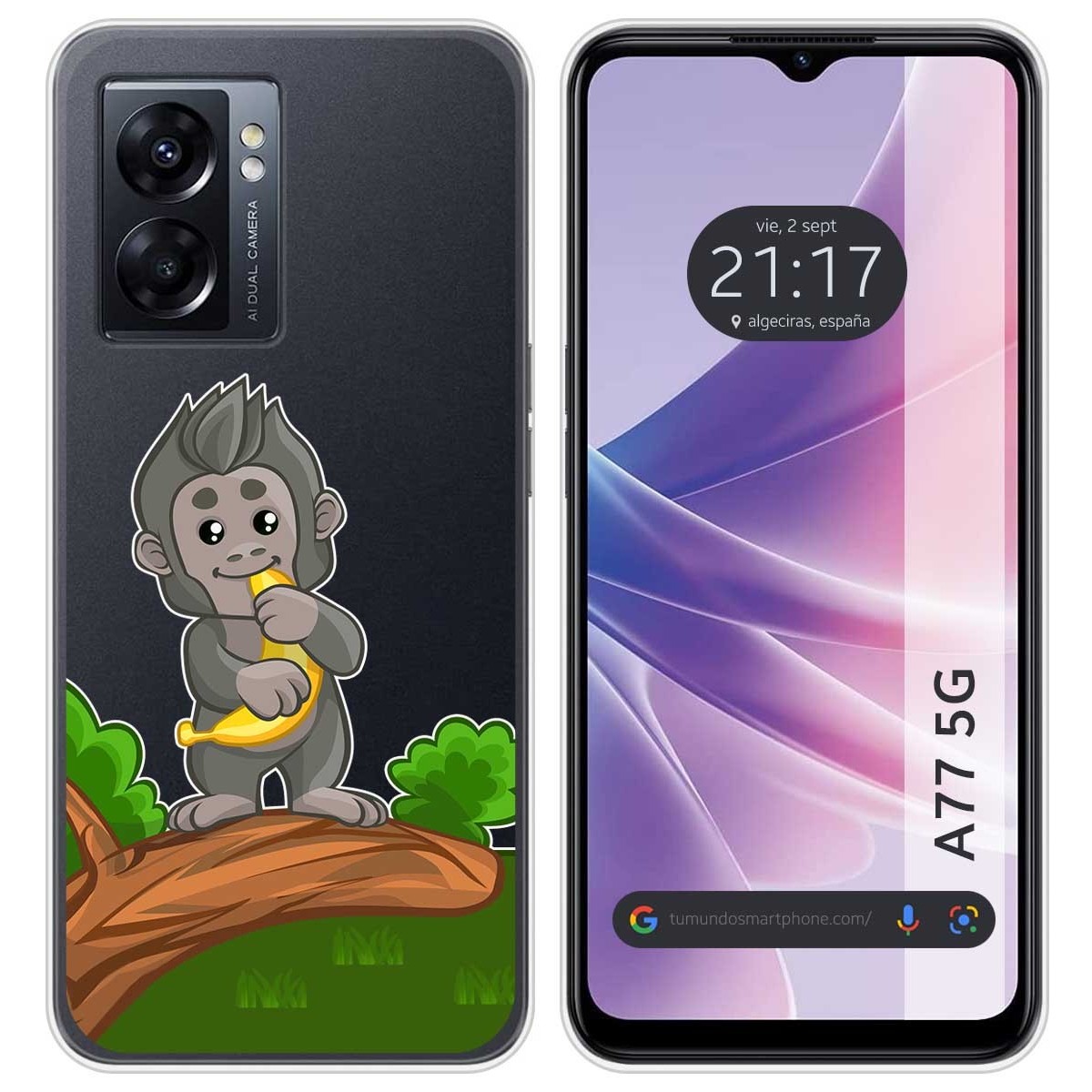 Funda Silicona Transparente para Oppo A77 5G diseño Mono Dibujos