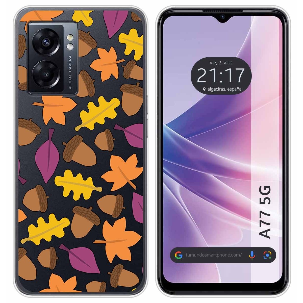 Funda Silicona Transparente para Oppo A77 5G diseño Otoño Dibujos