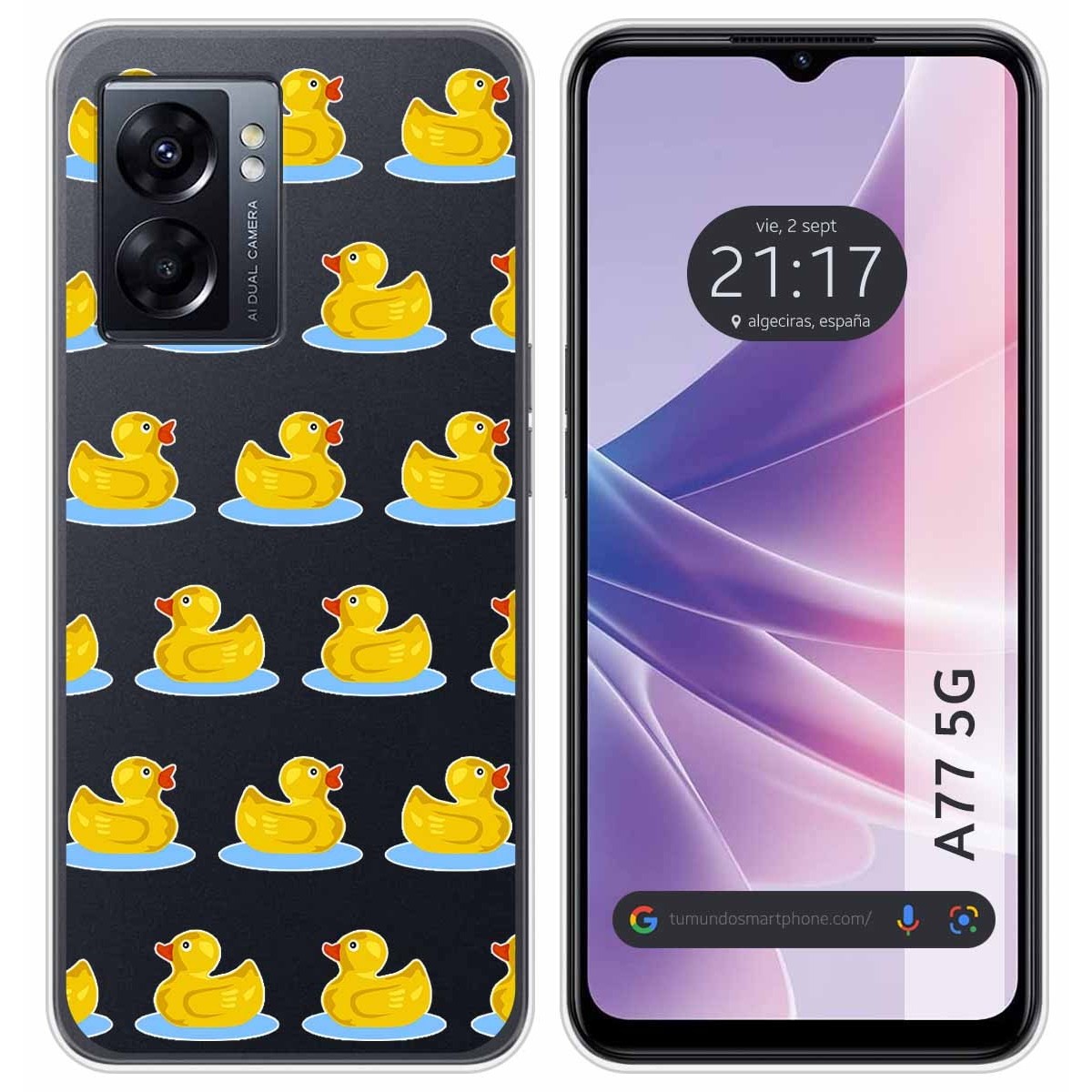 Funda Silicona Transparente para Oppo A77 5G diseño Pato Dibujos