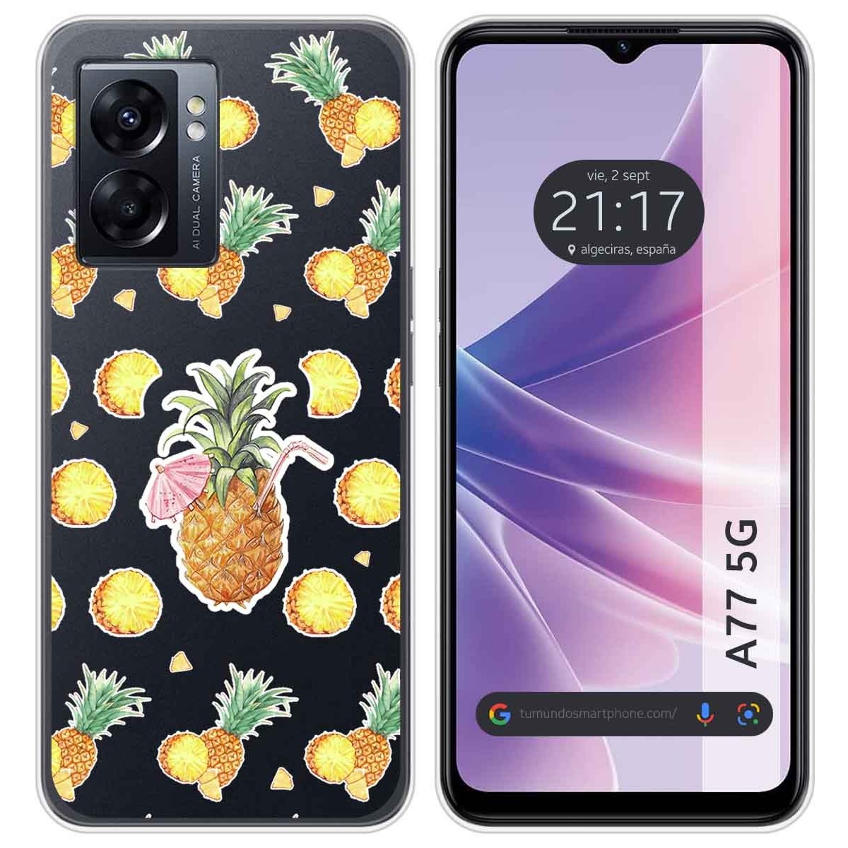 Funda Silicona Transparente para Oppo A77 5G diseño Piña Dibujos