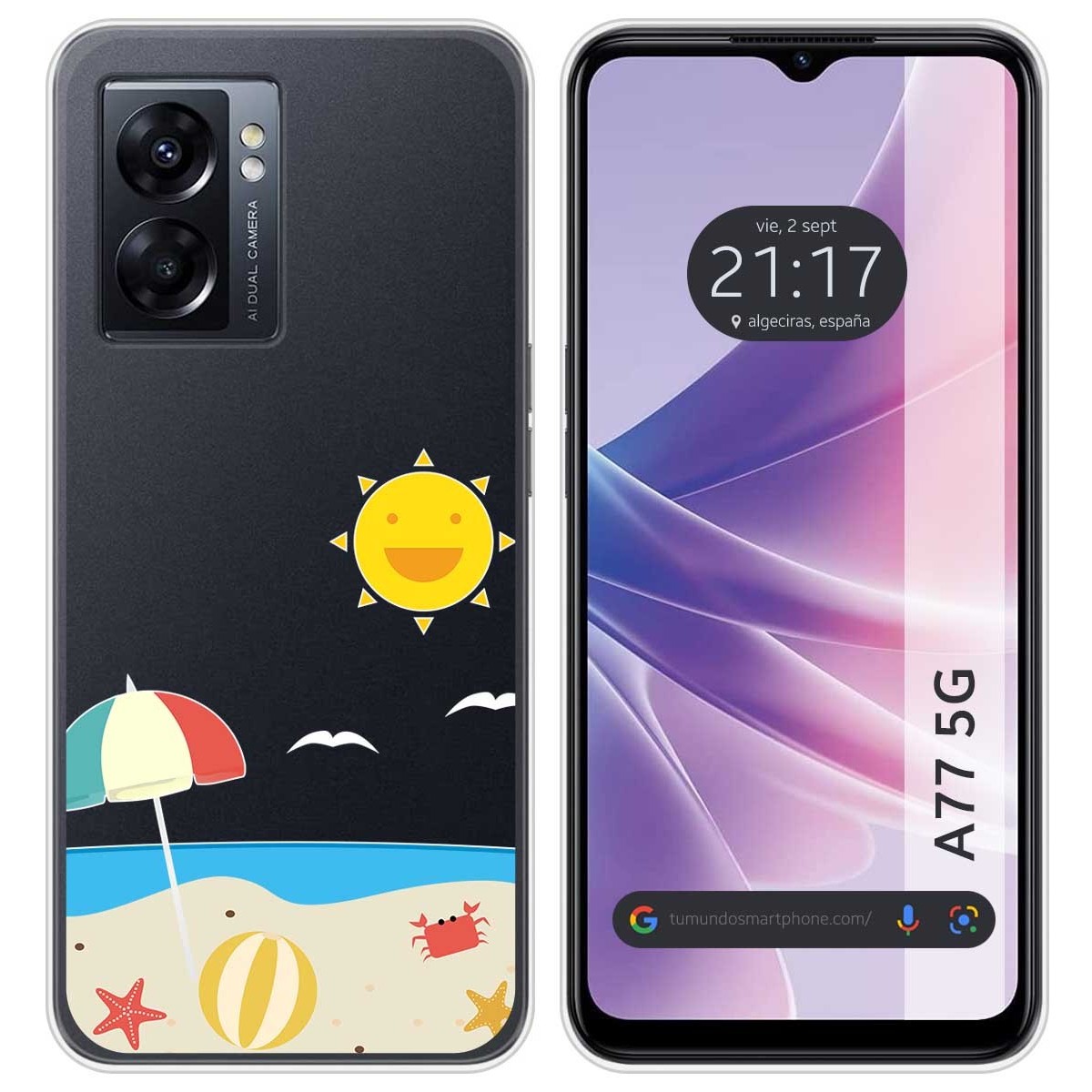 Funda Silicona Transparente para Oppo A77 5G diseño Playa Dibujos