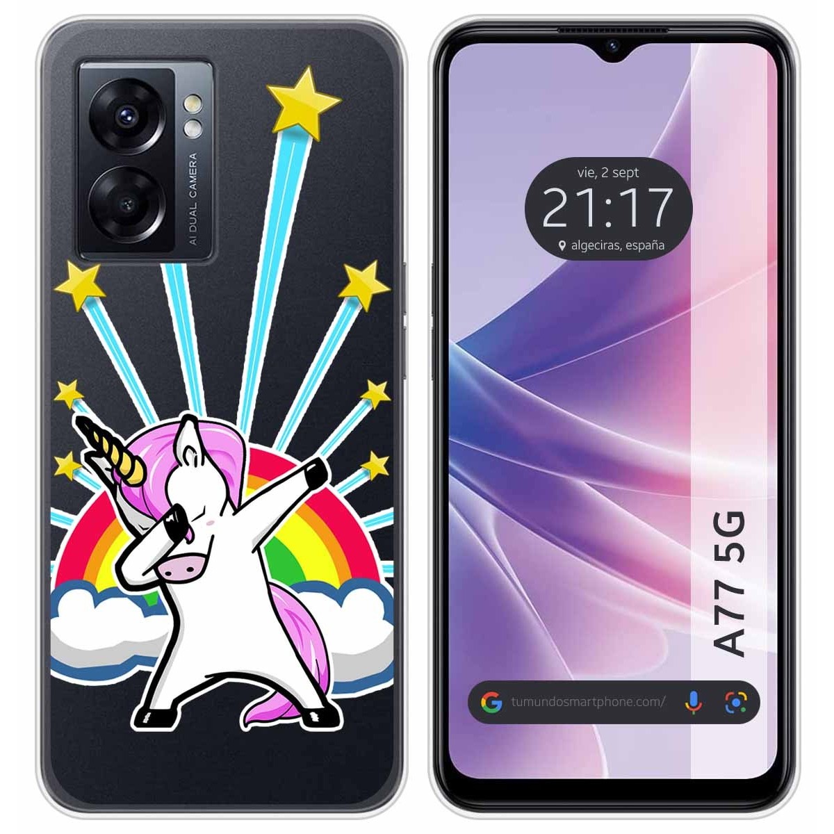 Funda Silicona Transparente para Oppo A77 5G diseño Unicornio Dibujos