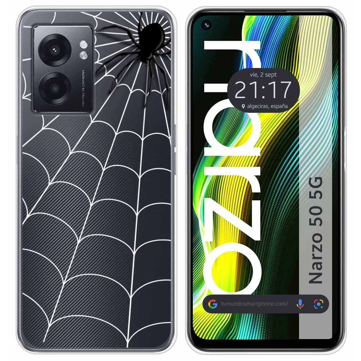 Funda Silicona Transparente para Realme Narzo 50 5G diseño Araña Dibujos