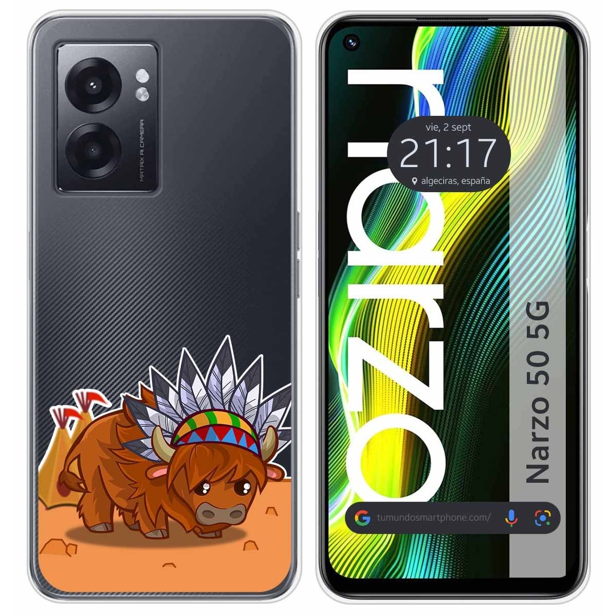 Funda Silicona Transparente para Realme Narzo 50 5G diseño Bufalo Dibujos