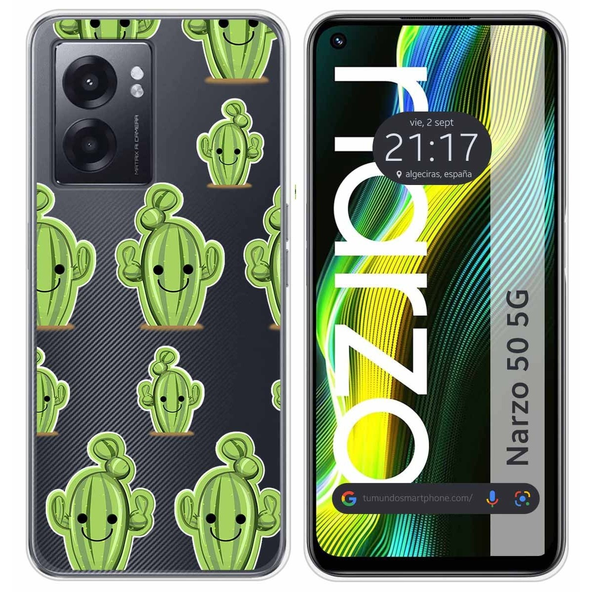 Funda Silicona Transparente para Realme Narzo 50 5G diseño Cactus Dibujos