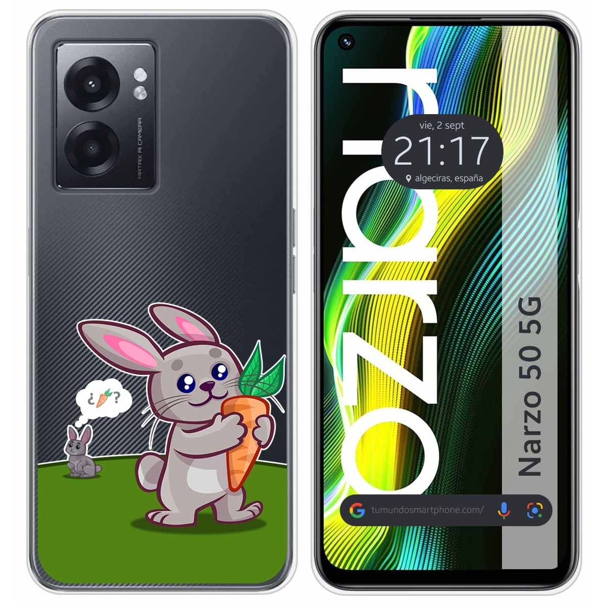 Funda Silicona Transparente para Realme Narzo 50 5G diseño Conejo Dibujos