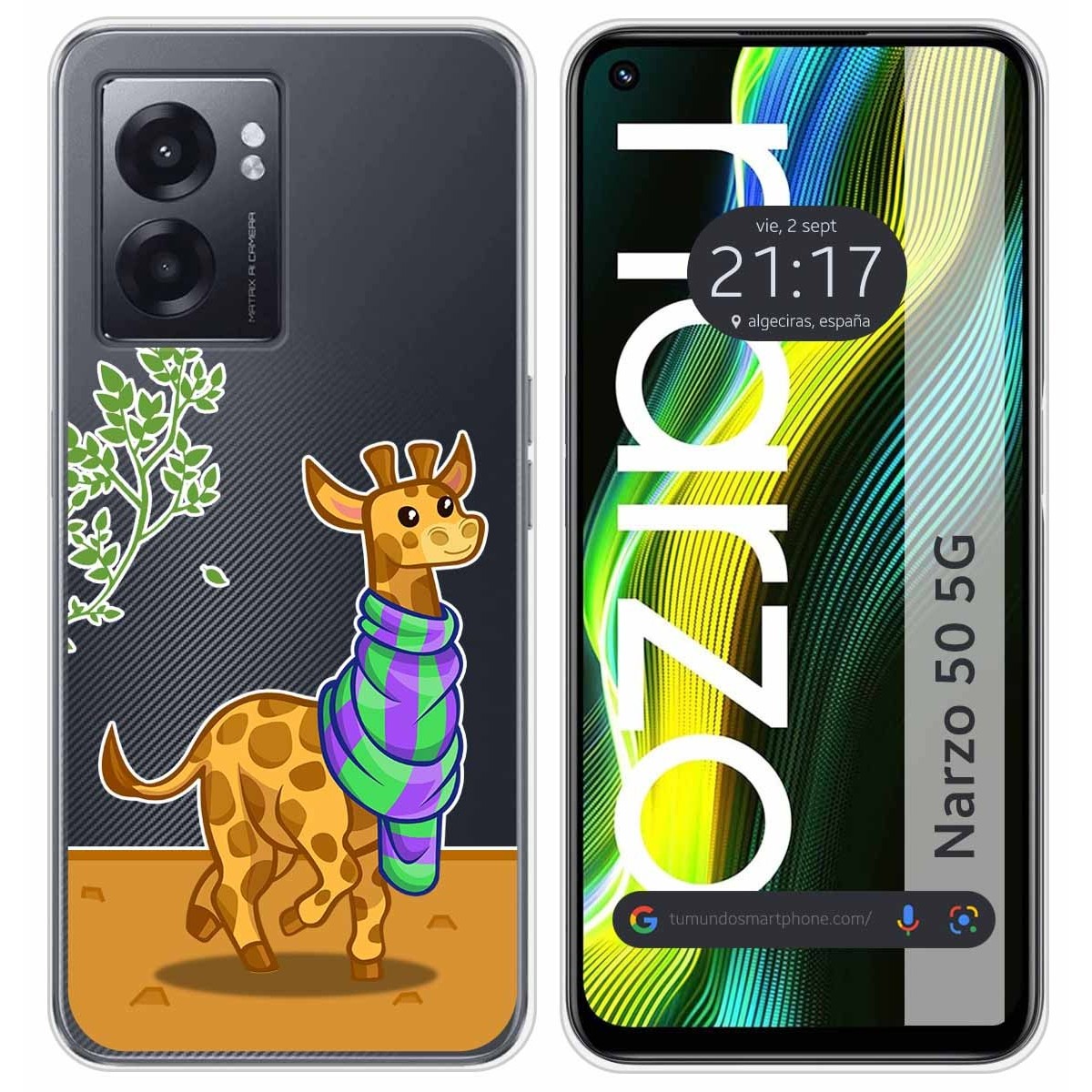 Funda Silicona Transparente para Realme Narzo 50 5G diseño Jirafa Dibujos