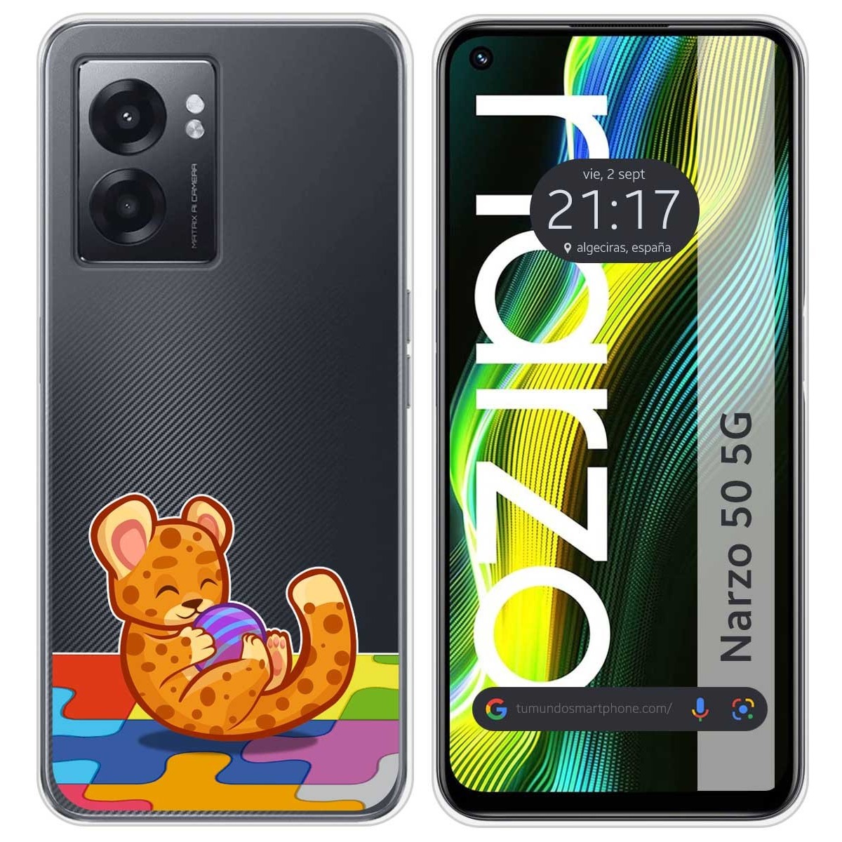 Funda Silicona Transparente para Realme Narzo 50 5G diseño Leopardo Dibujos