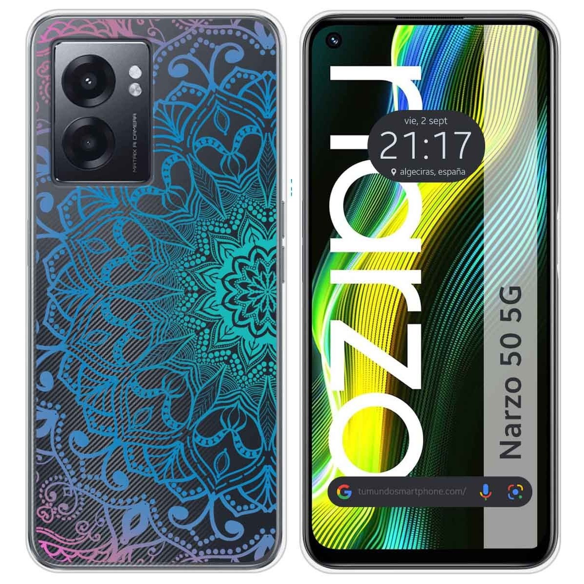 Funda Silicona Transparente para Realme Narzo 50 5G diseño Mandala Dibujos
