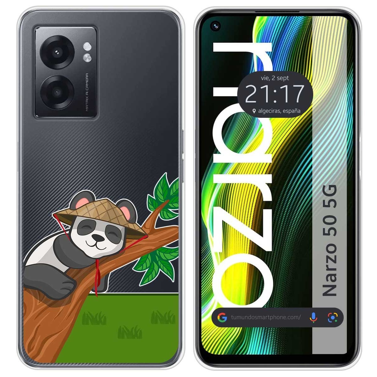 Funda Silicona Transparente para Realme Narzo 50 5G diseño Panda Dibujos