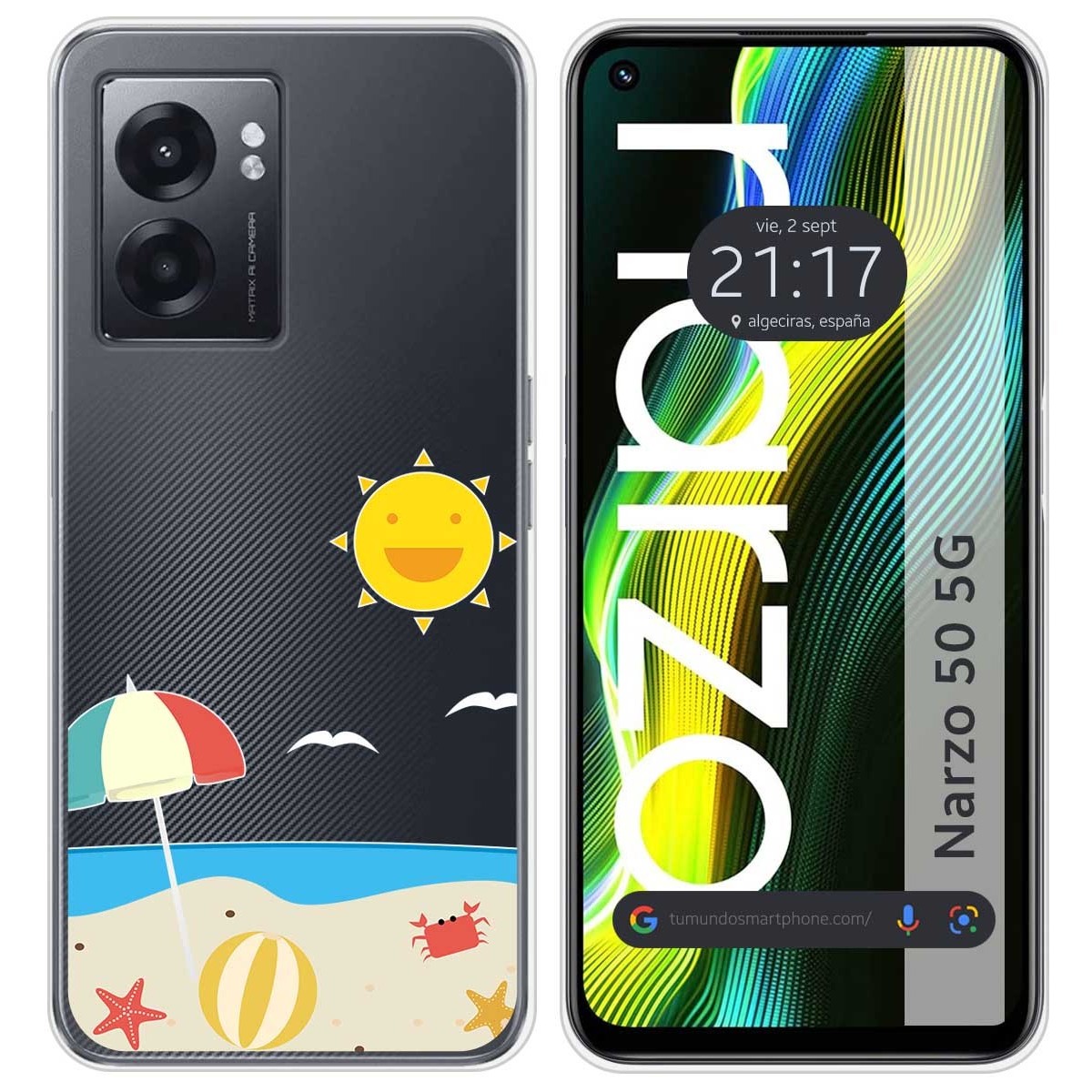 Funda Silicona Transparente para Realme Narzo 50 5G diseño Playa Dibujos
