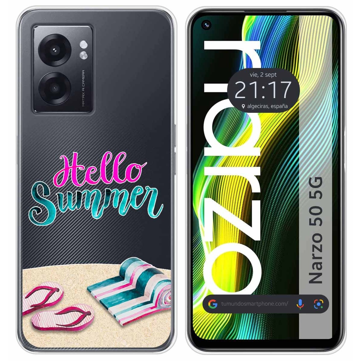Funda Silicona Transparente para Realme Narzo 50 5G diseño Summer Dibujos