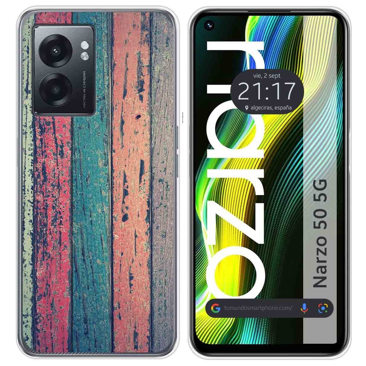 Funda Silicona para Realme Narzo 50 5G diseño Madera 10 Dibujos