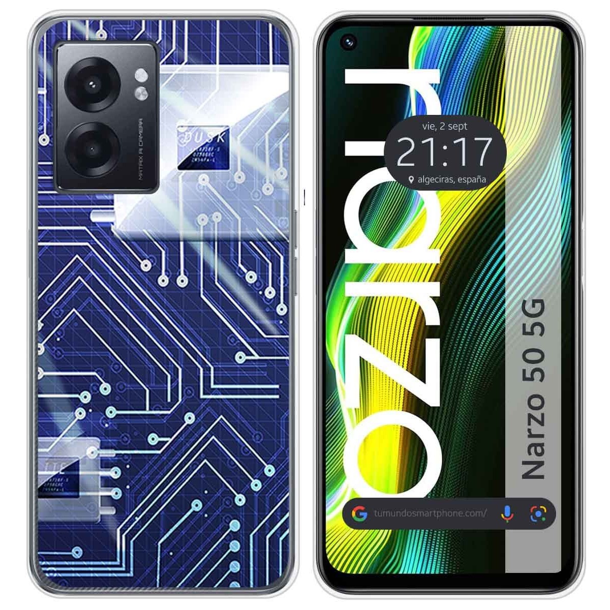 Funda Silicona para Realme Narzo 50 5G diseño Circuito Dibujos