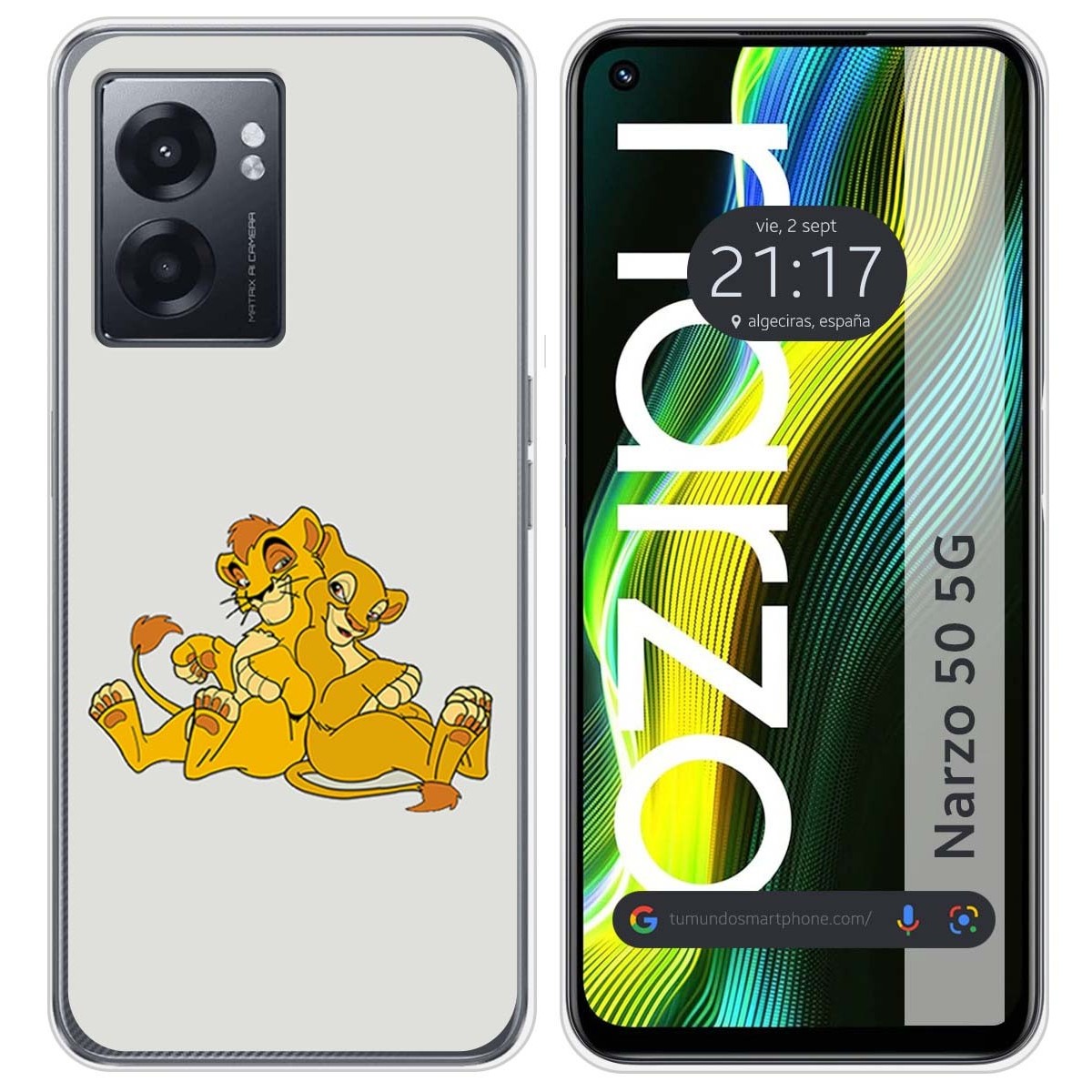 Funda Silicona para Realme Narzo 50 5G diseño Leones Dibujos