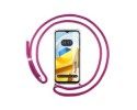 Funda Colgante Transparente para Xiaomi POCO M5 con Cordon Rosa Fucsia