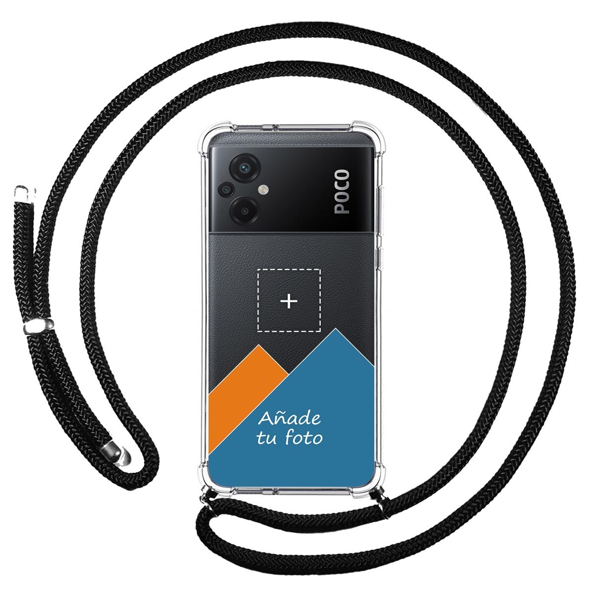 Personaliza tu Funda Colgante Transparente para Xiaomi POCO M5 con Cordon Negro Dibujo Personalizada