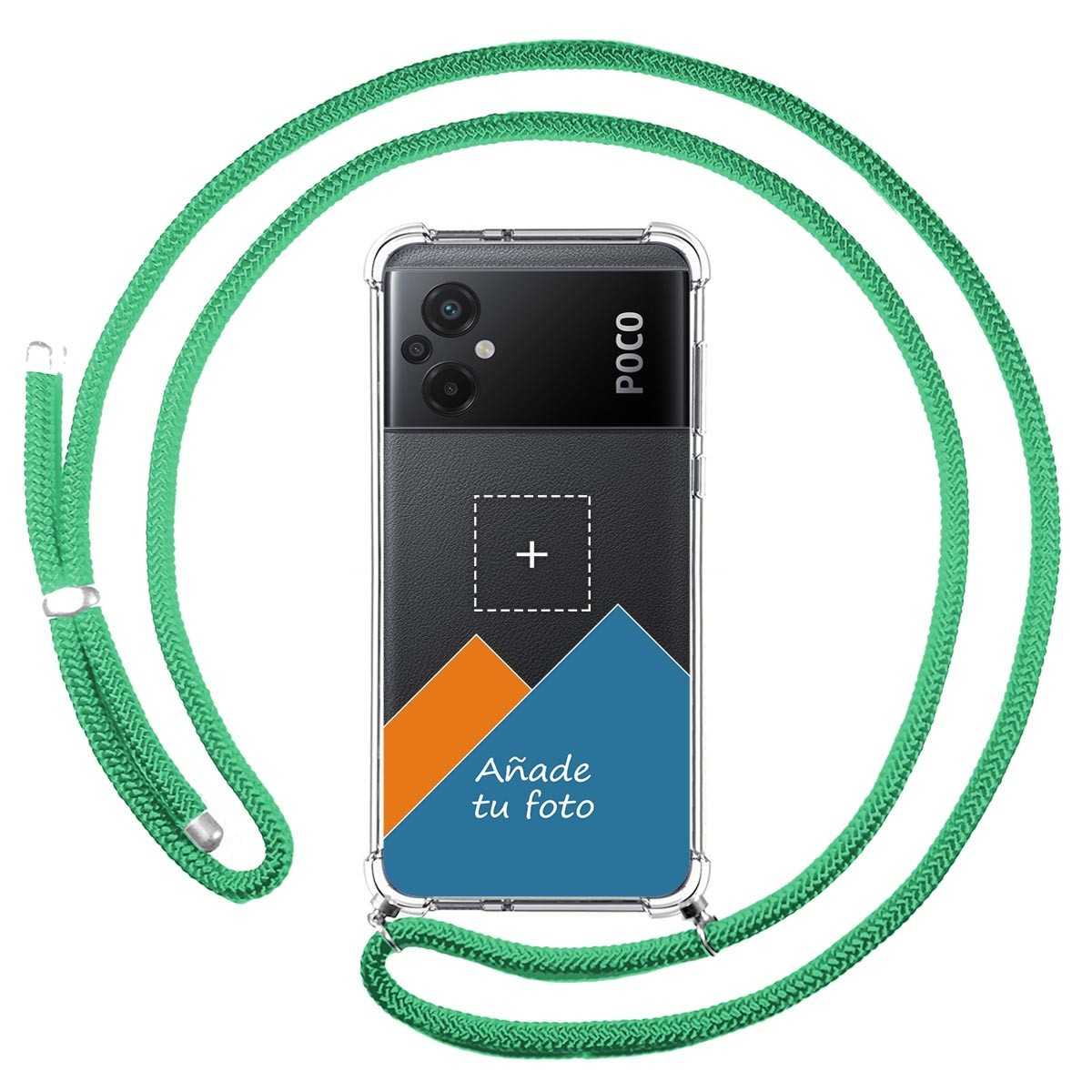 Personaliza tu Funda Colgante Transparente para Xiaomi POCO M5 con Cordon Verde Agua Dibujo Personalizada